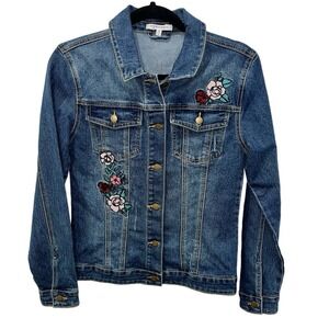 Nowadays Embroidered Jean Jacket | Junior’s Size Small